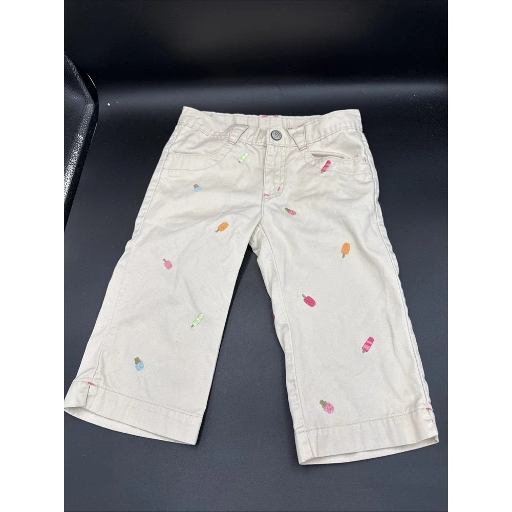 2009 Gymboree Shorts 7 Tan Popsicles Ice Cream Embroidered 11